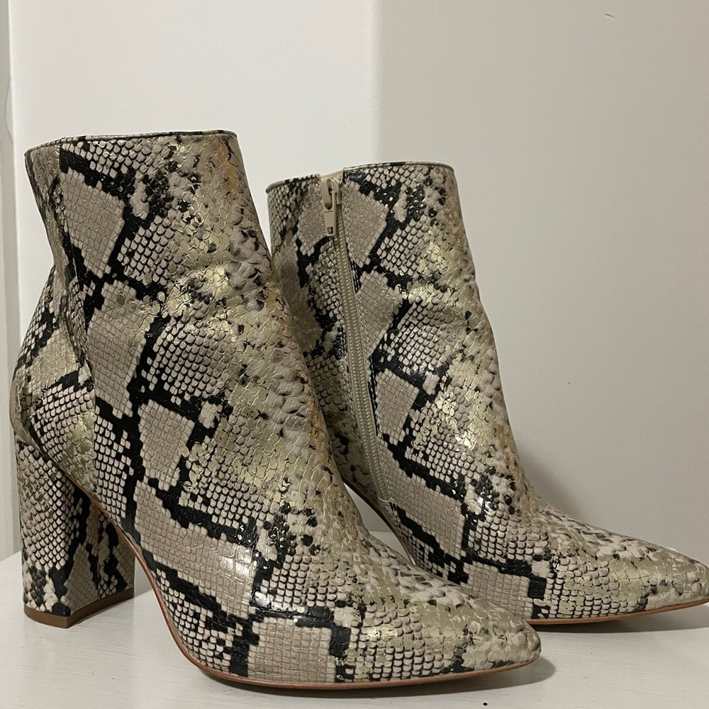 Metallic Snake Print Bootie